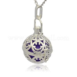 Silver Color Plated Brass Hollow Round Cage Pendants&nbsp;KK-J216-14S