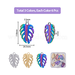 18Pcs 3 Colors 201 Stainless Steel Pendants&nbsp;STAS-DC0013-84