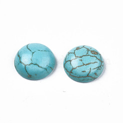 Craft Findings Dyed Synthetic Turquoise Gemstone Flat Back Dome Cabochons&nbsp;TURQ-S266-10mm-01