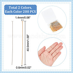 400Pcs 2 Colors 304 Stainless Steel Flat Head Pins&nbsp;STAS-UN0055-19
