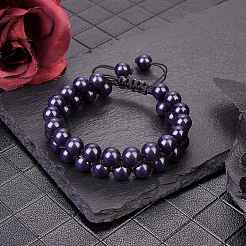 Synthetic Blue Goldstone Braided Bead Bracelet&nbsp;BJEW-SW00001-12