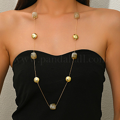 Cube Acrylic & Iron Flat Round Link Chain Long Necklaces for Women&nbsp;SF2895-2