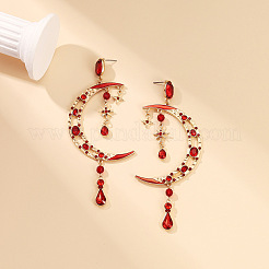 Moon Alloy Rhinestone Dangle Stud Earrings&nbsp;FS-WG6E315-01