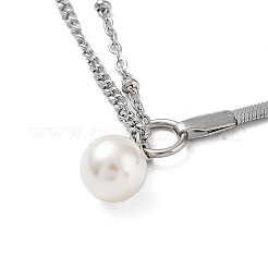 304 Stainless Steel with Plastic Bead Necklaces&nbsp;NJEW-Q335-02C-P