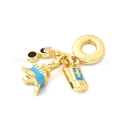 Brass Micro Pave Clear Cubic Zirconia European Dangle Charms&nbsp;KK-F904-03C-G