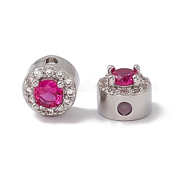 Rack Plating Brass Micro Pave Cubic Zirconia Flat Round Beads&nbsp;KK-C007-13