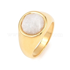 304 Stainless Steel Natural Moonstone Finger Rings&nbsp;RJEW-F203-02G-01