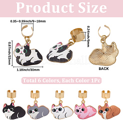6Pcs 6 Colors Alloy Enamel Cat Stethoscope Pendant Decorations&nbsp;HJEW-SP0001-40