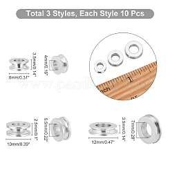 30Pcs 3 Style 202 Stainless Steel Spacer Beads&nbsp;STAS-UN0030-81
