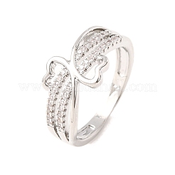 Brass Micro Pave Clear Cubic Zirconia Finger Rings for Women&nbsp;RJEW-C168-03P