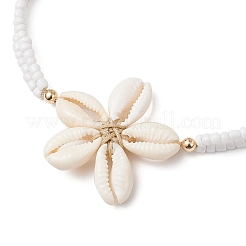 Adjustable Natural Cowrie Shell Beaded Braided Anklets&nbsp;AJEW-AN00686-02