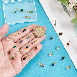 28Pcs 14 Colors Brass Micro Pave Cubic Zirconia Charms&nbsp;ZIRC-PH0014-12