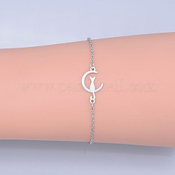 Tarnish Resistant 201 Stainless Steel Kitten Link Bracelets&nbsp;BJEW-T011-JN474-1