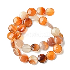 Flat Round Gemstone Natural Red Agate Stone Beads Strands&nbsp;G-S110-14mm-03