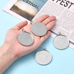 Tibetan Style Flat Round Alloy Big Pendant Cabochon Settings&nbsp;X-TIBEP-Q049-09AS-RS