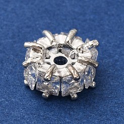 Brass Micro Pave Clear Cubic Zirconia Beads&nbsp;KK-D378-24S-02