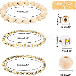 6Pcs 3 Style Word Mrs Stretch Bracelets Set&nbsp;BJEW-BC0002-06