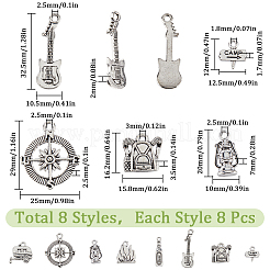 64Pcs 8 Style Camping Theme Tibetan Style Alloy Pendants&nbsp;FIND-SC0008-57