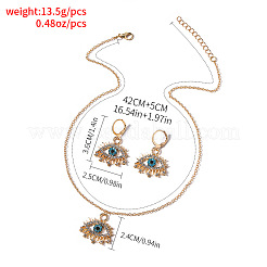 Evil Eye Alloy Rhinestone Pendant Necklaces & Hoop Earrings Sets for Women&nbsp;FS-WG6E7FD-01