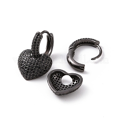 Cubic Zirconia Heart Dangle Hoop Earrings&nbsp;EJEW-P206-08B