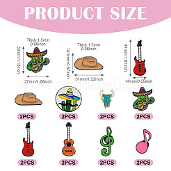 16Pcs 8 Styles Western Music Theme Enamel Pin&nbsp;JEWB-TA0001-29