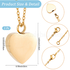Stainless Steel Heart Cinerary Casket Pendant Necklaces&nbsp;DIY-CN0003-41G