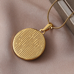 316 Surgical Stainless Steel Enamel with Imitation Pearl Flat Round with Flower Pendant Necklaces for Women&nbsp;AK2795