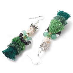Dyed Synthetic Turquoise Tassel Pendants Earrings&nbsp;EJEW-TA00420