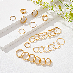 27Pcs 27 Style Stainless Steel Finger Rings for Women&nbsp;RJEW-UN0003-04G