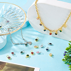14Pcs 14 Colors Brass Pave Cubic Zirconia Pendants&nbsp;KK-TA0002-08