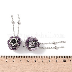 Handmade Flower Polymer Clay Rhinestone Tassel Dangle Beads&nbsp;CLAY-H003-02P-02