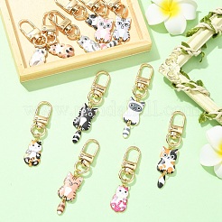 12Pcs 12 Styles Plating Alloy Enamel Cat Shape Pendant Decorations&nbsp;HJEW-YW00486