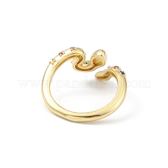 Colorful Cubic Zirconia Snake Open Cuff Ring&nbsp;RJEW-K240-08G-01