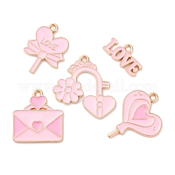 20Pcs 5 Styles Valentine's Day Theme Alloy Enamel Pendants&nbsp;ENAM-FP0002-15