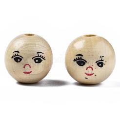 Printed Natural Wood Beads&nbsp;WOOD-S055-39A-01