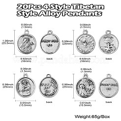 20Pcs 4 Style Tibetan Style Alloy Pendants&nbsp;TIBEP-CJ0001-20