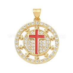Religion Cross Brass Micro Pave Clear Cubic Zirconia Pendants&nbsp;CU-CBA83A6-03A-G