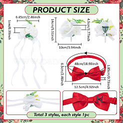 3Pcs 3 Styles Polyester & Resin Artificial Rose Boutonniere&nbsp;AJEW-PH0061-75