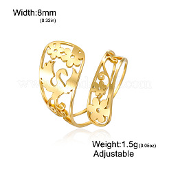 304 Stainless Steel Flower & Phoenix Cuff Open Rings&nbsp;WG0AE90-02