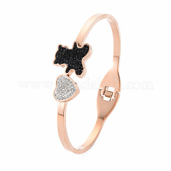 Rhinestone Bear & Heart Bangle&nbsp;BJEW-N017-012RG