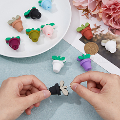 11Pcs 11 Colors Leaf Pot Food Grade Eco-Friendly Silicone Focal Beads&nbsp;SIL-FH0001-09