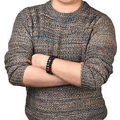 Men's 3-strand Braided Bead Bracelet&nbsp;BJEW-JB06960-04