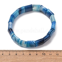 Square Natural Banded Agate(Dyed & Heated) Beaded Stretch Bracelets for Women Men&nbsp;GG-CBA9ACE-B15