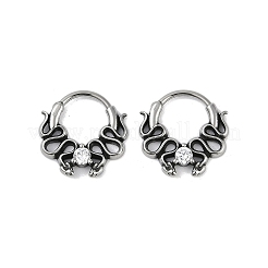 Snake 316 Surgical Stainless Steel Clear Cubic Zirconia Hoop Earrings&nbsp;EJEW-G416-39AS