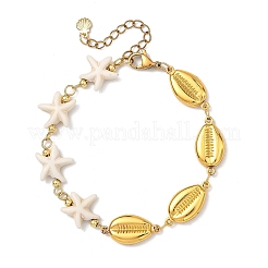 2Pcs 2 Styles 304 Stainless Steel & Synthetic Turquoise Link Chain Bracelets for Women&nbsp;BJEW-JB13870