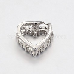 CZ Brass Micro Pave Grade AAA Cubic Zirconia Open Heart Beads&nbsp;KK-O061-05P-NR