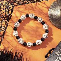3Pcs 3 Colors Synthetic Turquoise Beaded Stretch Bracelets&nbsp;BJEW-JB12093