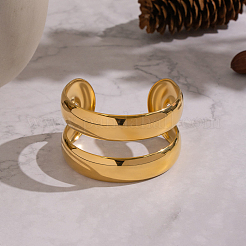 European Style 304 Stainless Steel Double Layers Open Cuff Bangles for Women&nbsp;EH8153