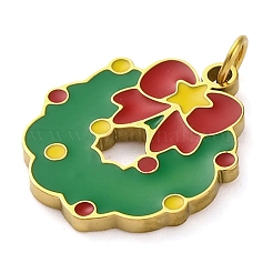 Christmas Theme Ion Plating(IP) 304 Stainless Steel Enamel Pendants&nbsp;STAS-Z104-01G-03
