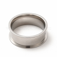 Non-Tarnish 201 Stainless Steel Grooved Finger Ring Settings&nbsp;STAS-P323-04P
